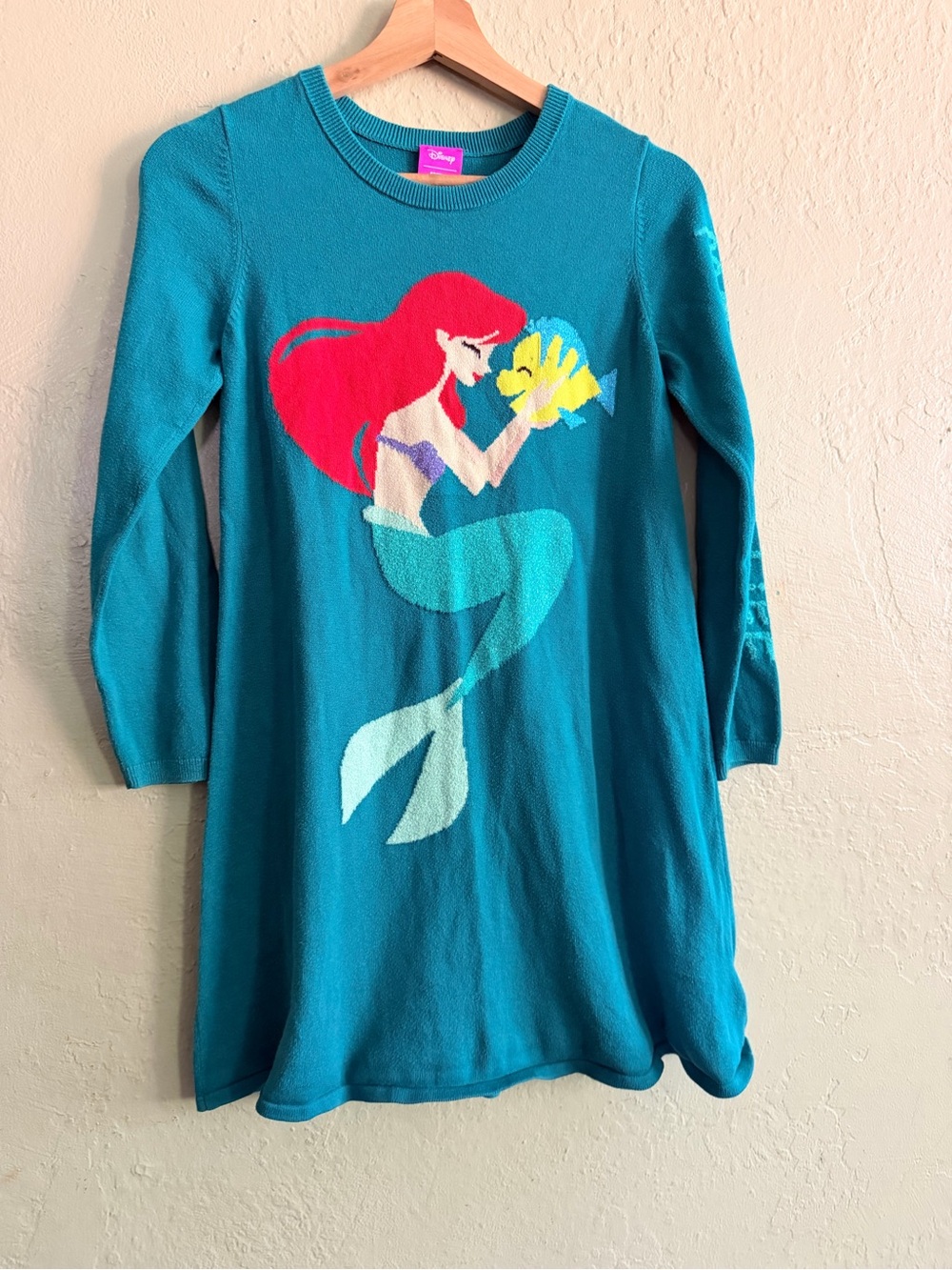 Disney The Little Mermaid Ariel Knit Dress - Teal with Red Hair Graphic